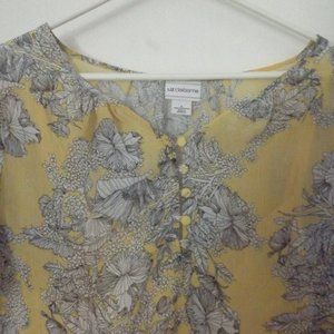 Liz Claiborne Summer Yellow Floral Top - Size L